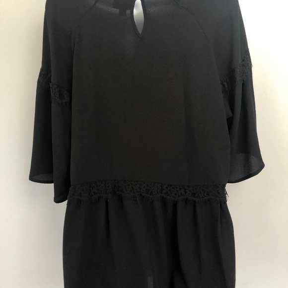 Mossimo Black Top - Lace Detail - Size Large - Picture 2 of 6